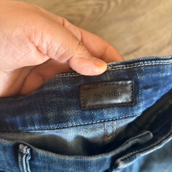 MOTHER High Waisted Looker Ankle Fray Jeans Raw Hem Dark Wash Night Owl Size 29 - Picture 10 of 12